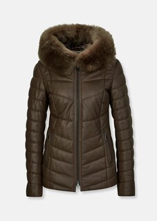 Leder-Steppjacke mit Lammfellbesatz thumbnail 6