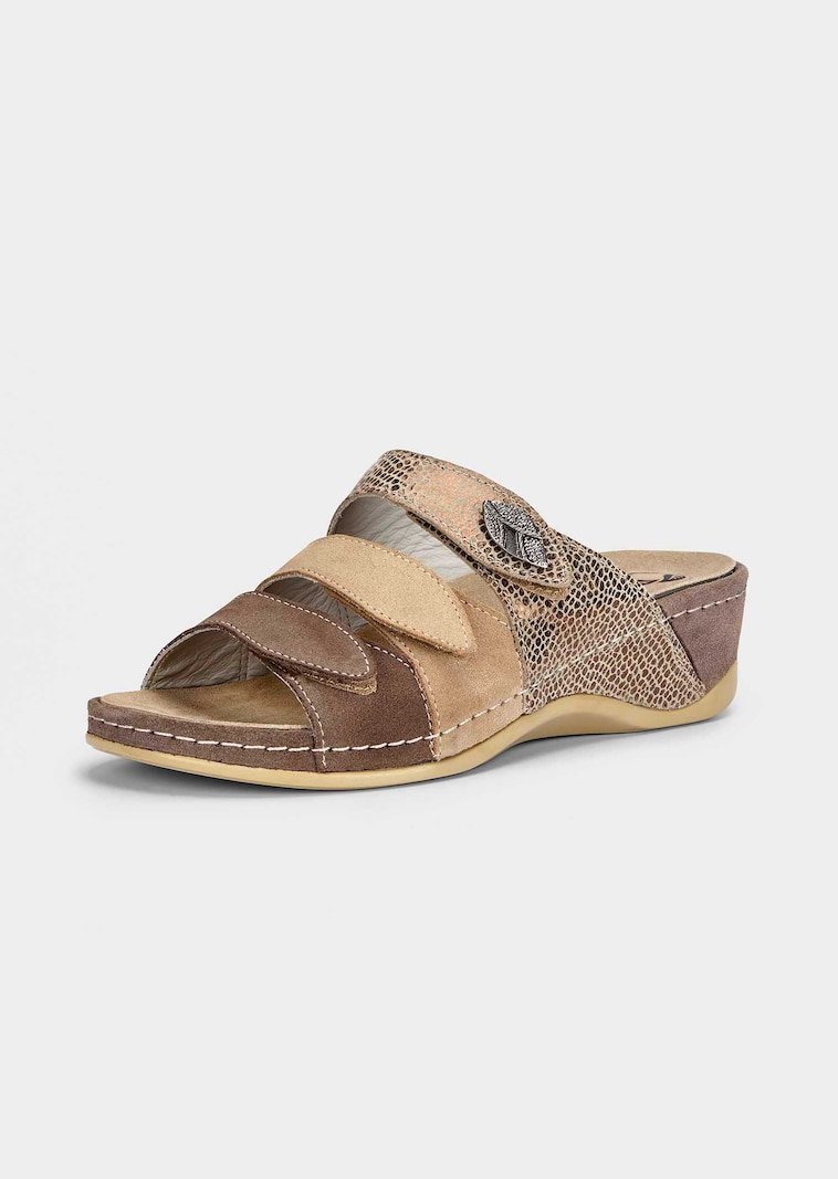 Leder-Pantoletten mit Memory-Fussbett