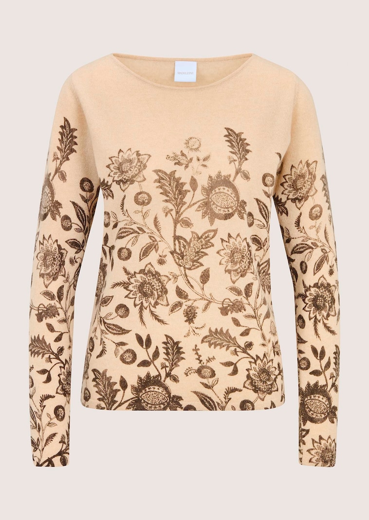 Kaschmirpullover mit botanischem Print