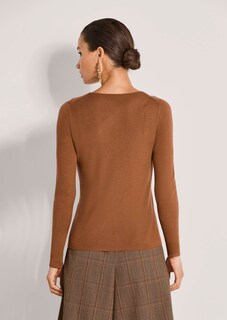 Gerippter Feinstrick-Pullover aus Schurwolle thumbnail 3