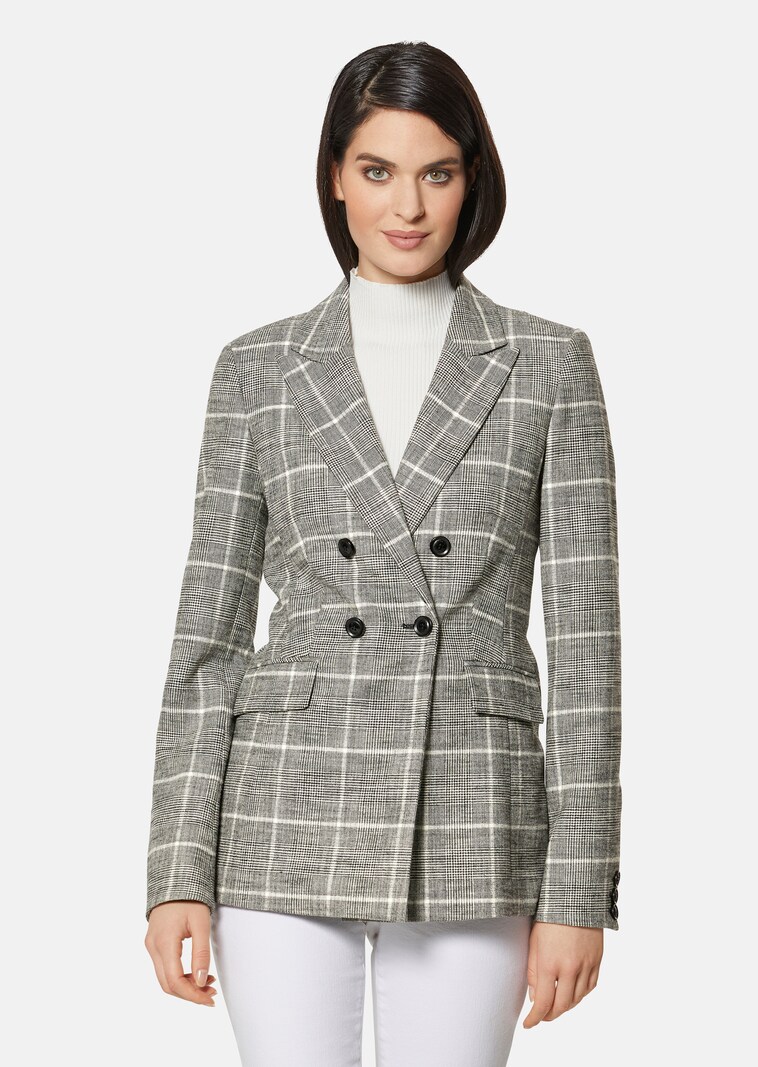 Double-breasted checked blazer with lining
