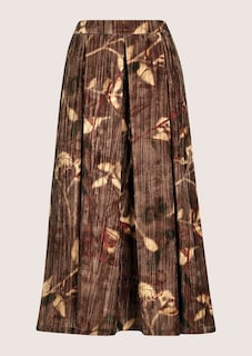 Schwungvoller Crinkle-Samtrock mit Floral-Print thumbnail 6