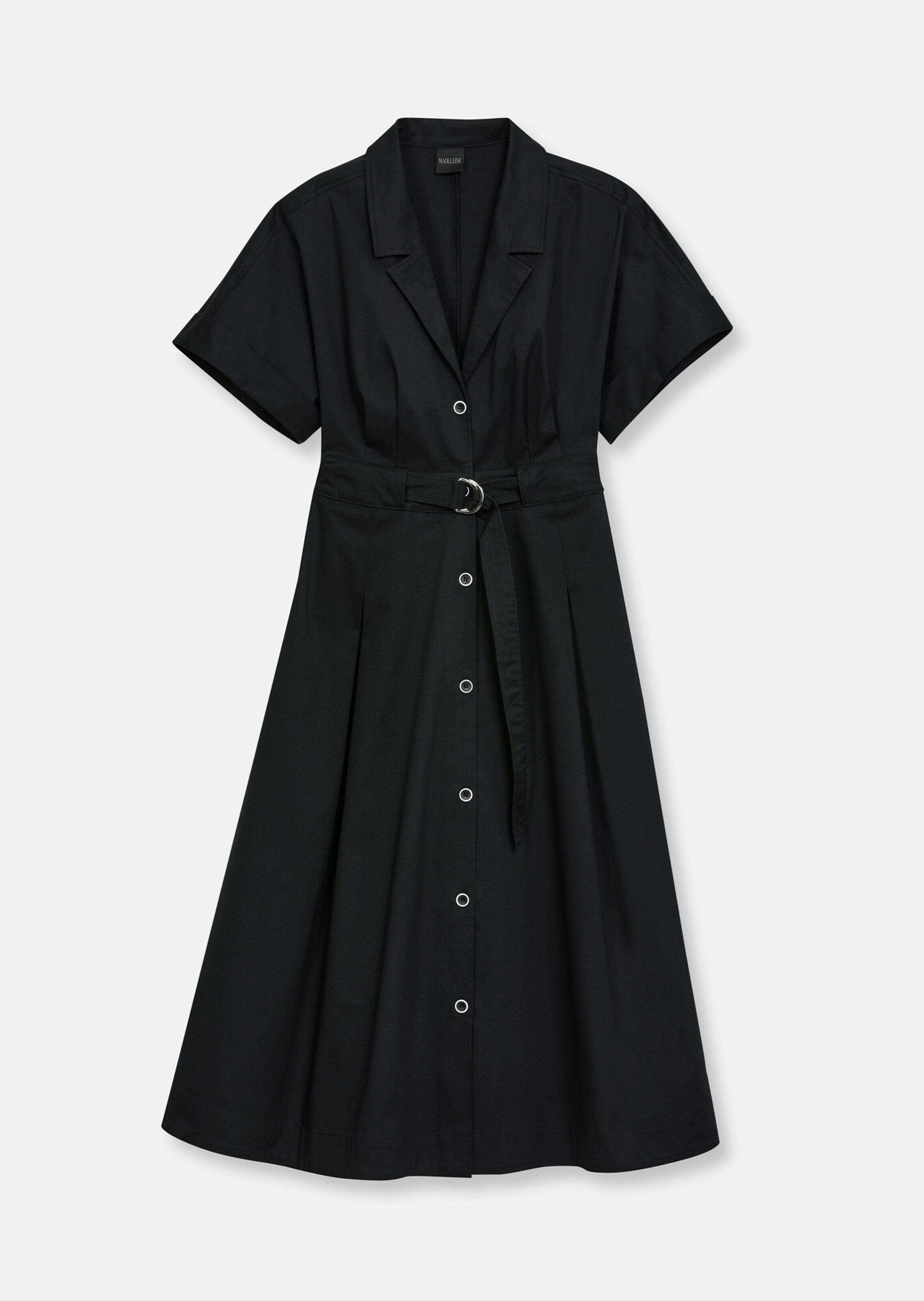 Shirt dress with belt in black | MADELEINE Fashion