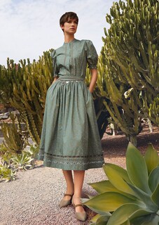 Bluse mit Milles-fleurs-Print und kurzen Puffärmeln thumbnail 6