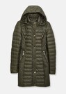 Long, padded quilted jacket with detachable hood thumbnail 1