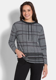 Sweatshirt met ruitpatroon en flockprint thumbnail 1