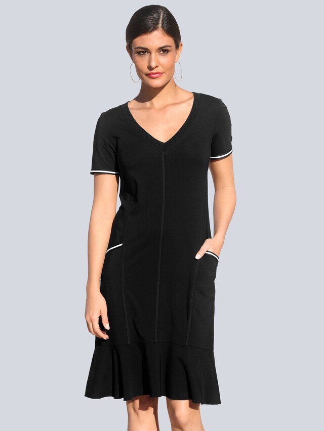 Jerseykleid mit kontrastfarbigen Paspelierungen 6