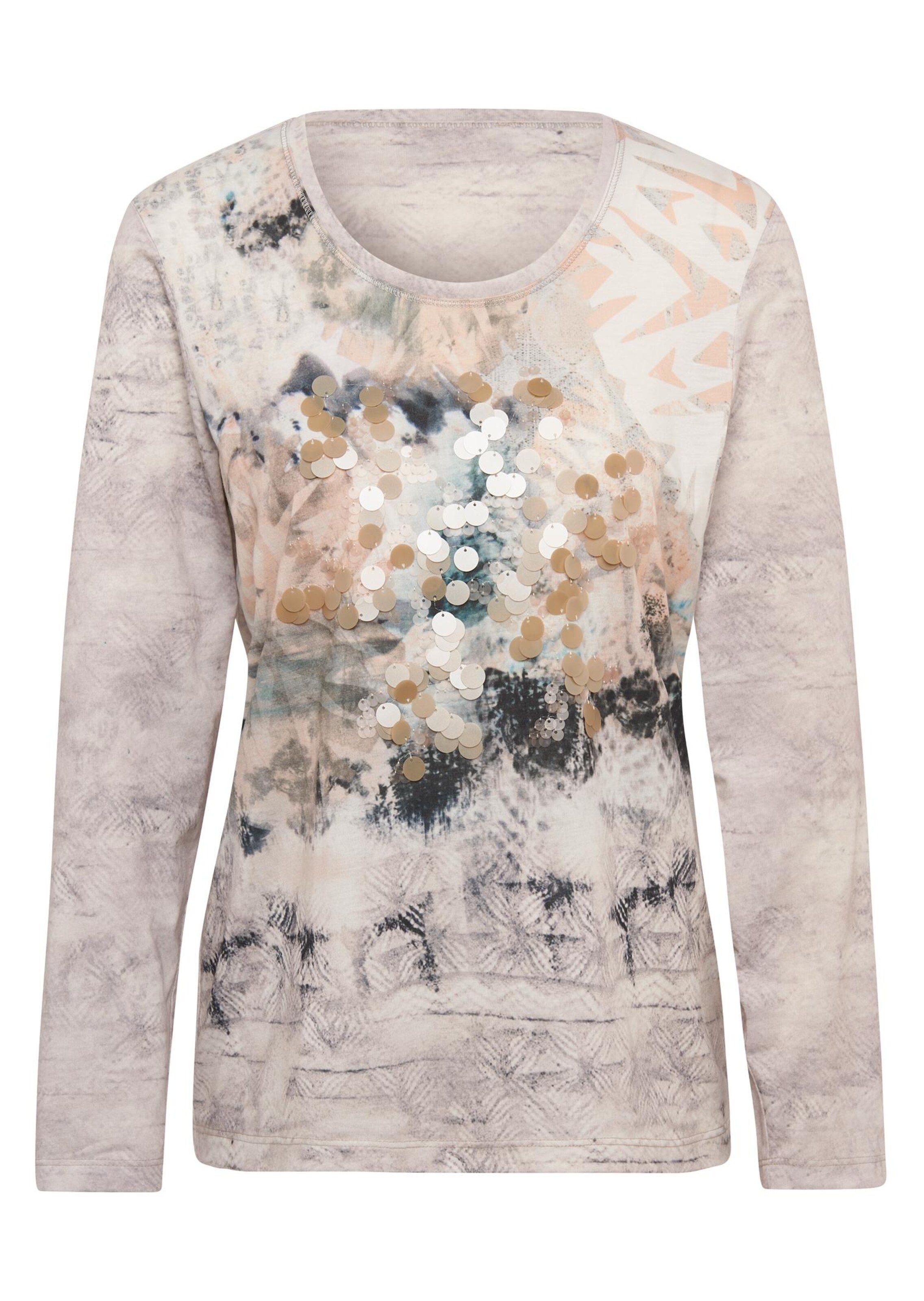 Elégant T-shirt imprimé avec paillettes scintillantes - bleu gris / à motifs - Gr. 21 de Goldner Fas