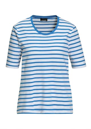 wit / donkerblauw / gestreept Gestreept shirt met korte mouwen