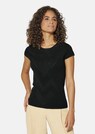 figurbetonter Kurzarm-Pullover mit Struktur-Muster thumbnail 1