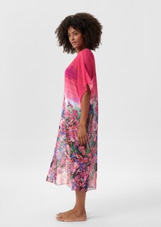 Semitransparenter Kaftan mit floralem Tropenprint thumbnail 4