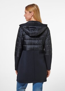 Lange Jacke im Materialmix mit Kapuze thumbnail 3