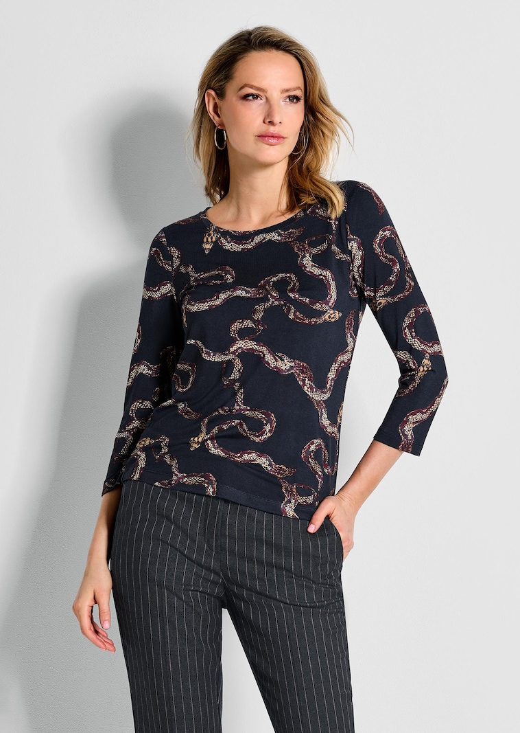 Shirt van viscose met slangenprint