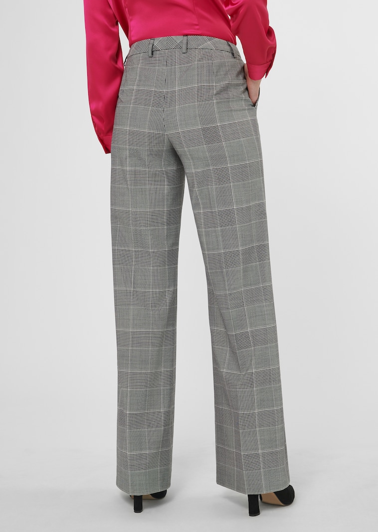 Damenhose Lillyth – Glencheck Jacquard, Super Slim Fit, Bequemer Pull-On-Bund, Elegante Cityhose
