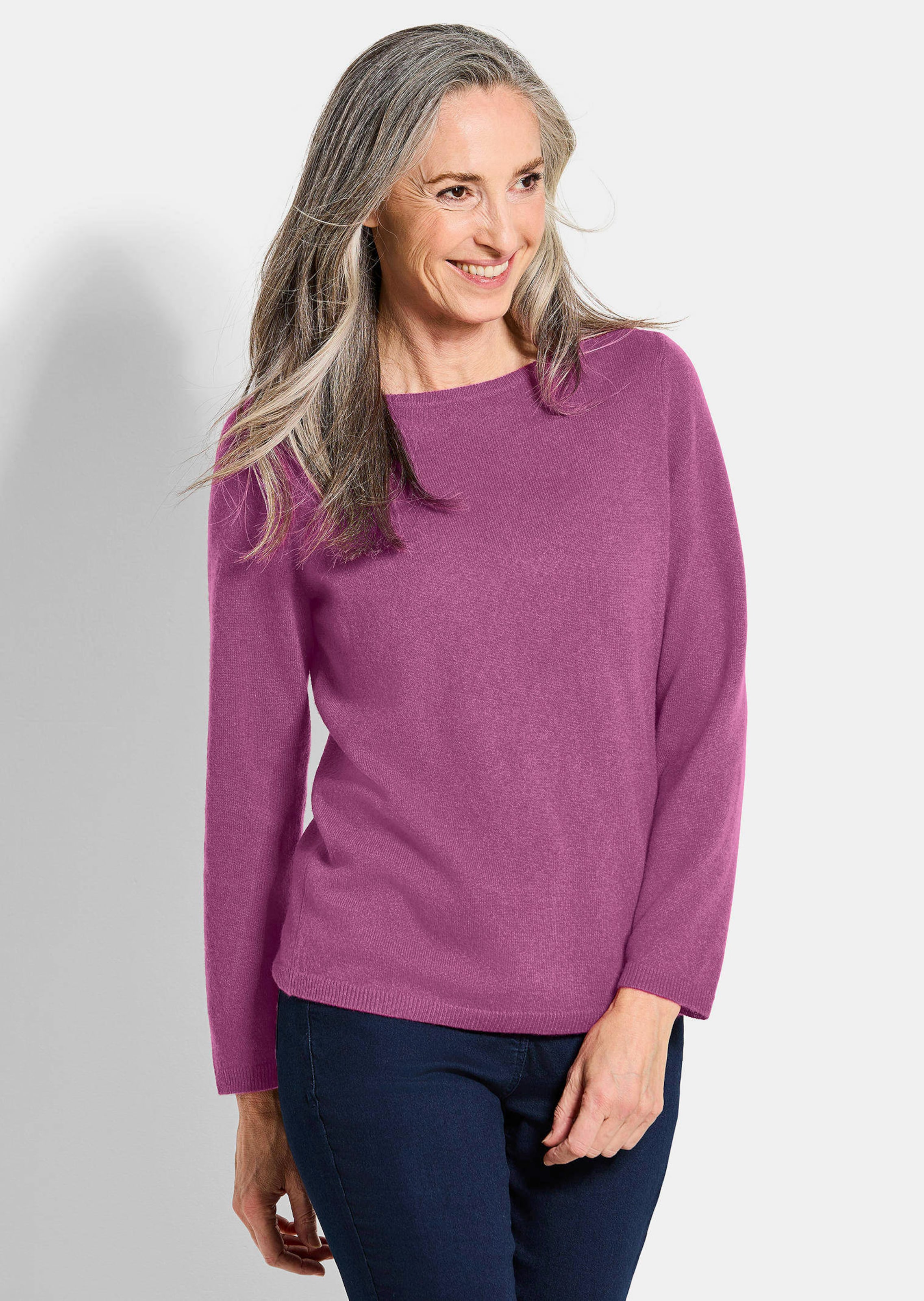 Kaschmirpullover mit U-Boot Ausschnitt