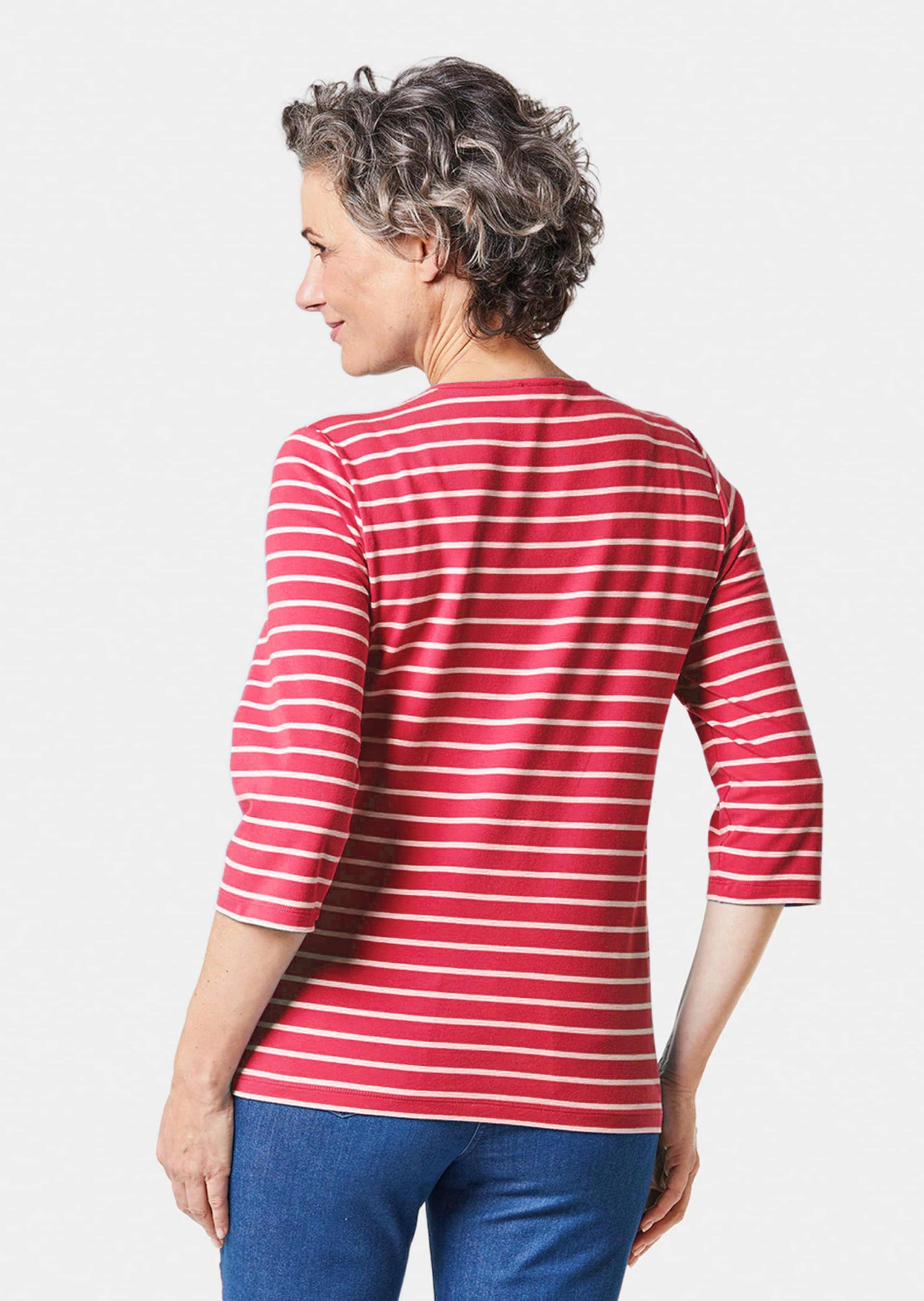 T-shirt à rayures multicolores - rouge / blanc / rayé - Gr. 56 de Goldner Fashion