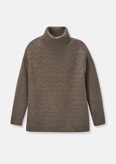 Turtleneck jumper with horizontal cable knit pattern thumbnail 6