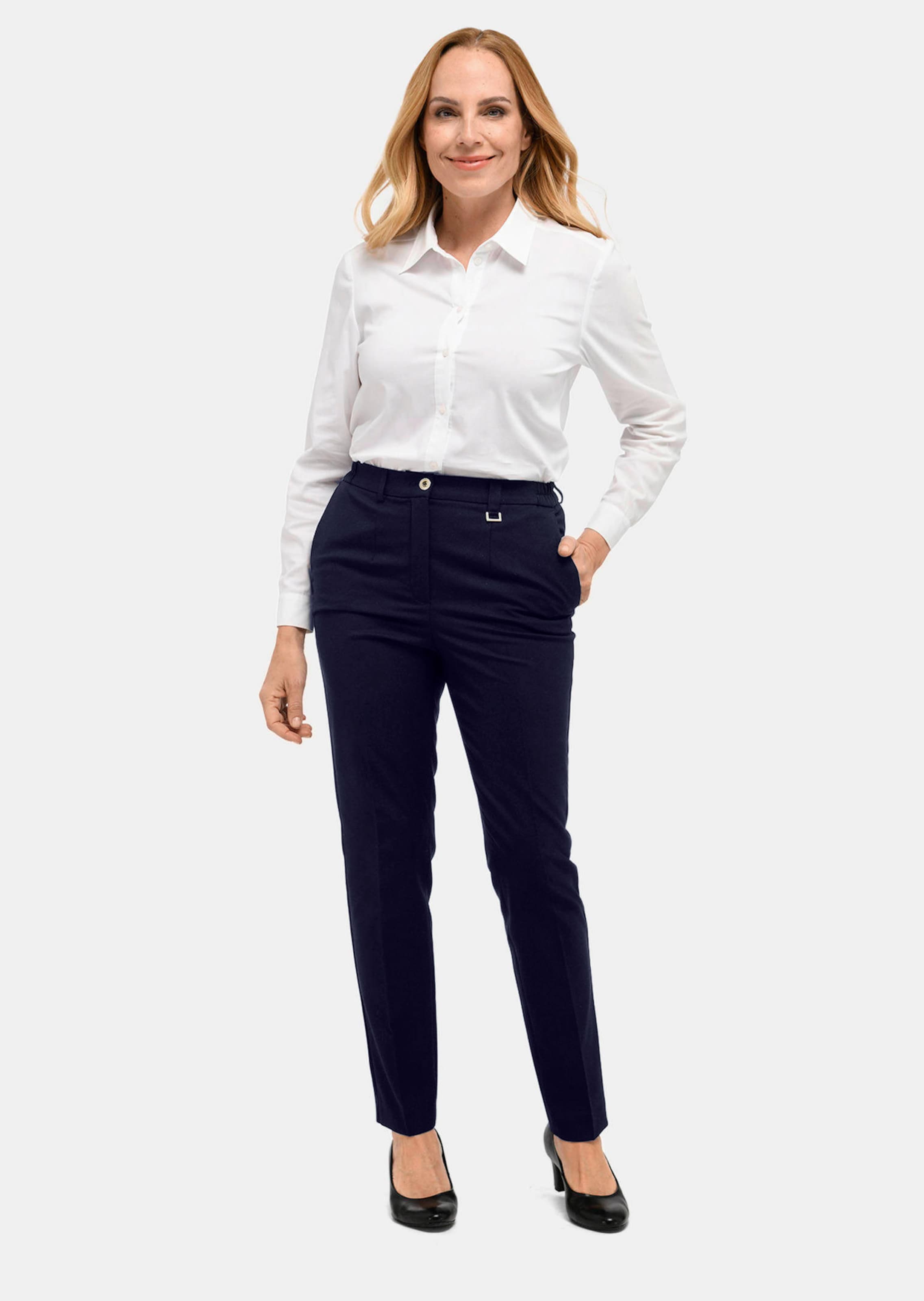 Confortable pantalon CARLA avec pli - marine - Gr. 22 de Goldner Fashion