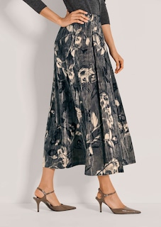 Schwungvoller Crinkle-Samtrock mit Floral-Print thumbnail 4