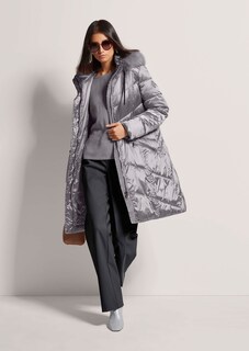 Lange Kapuzen-Jacke mit Webpelz thumbnail 4