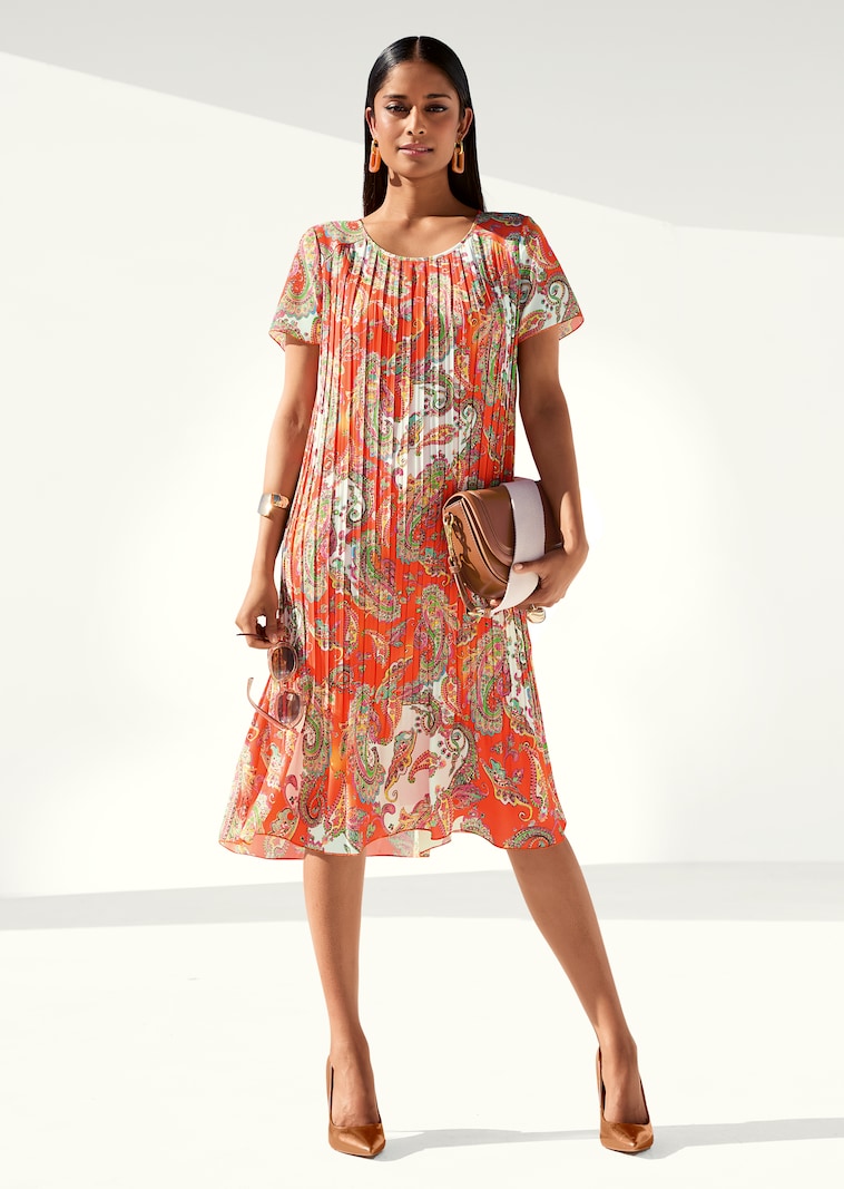 Plissee-Kleid in H-Linie