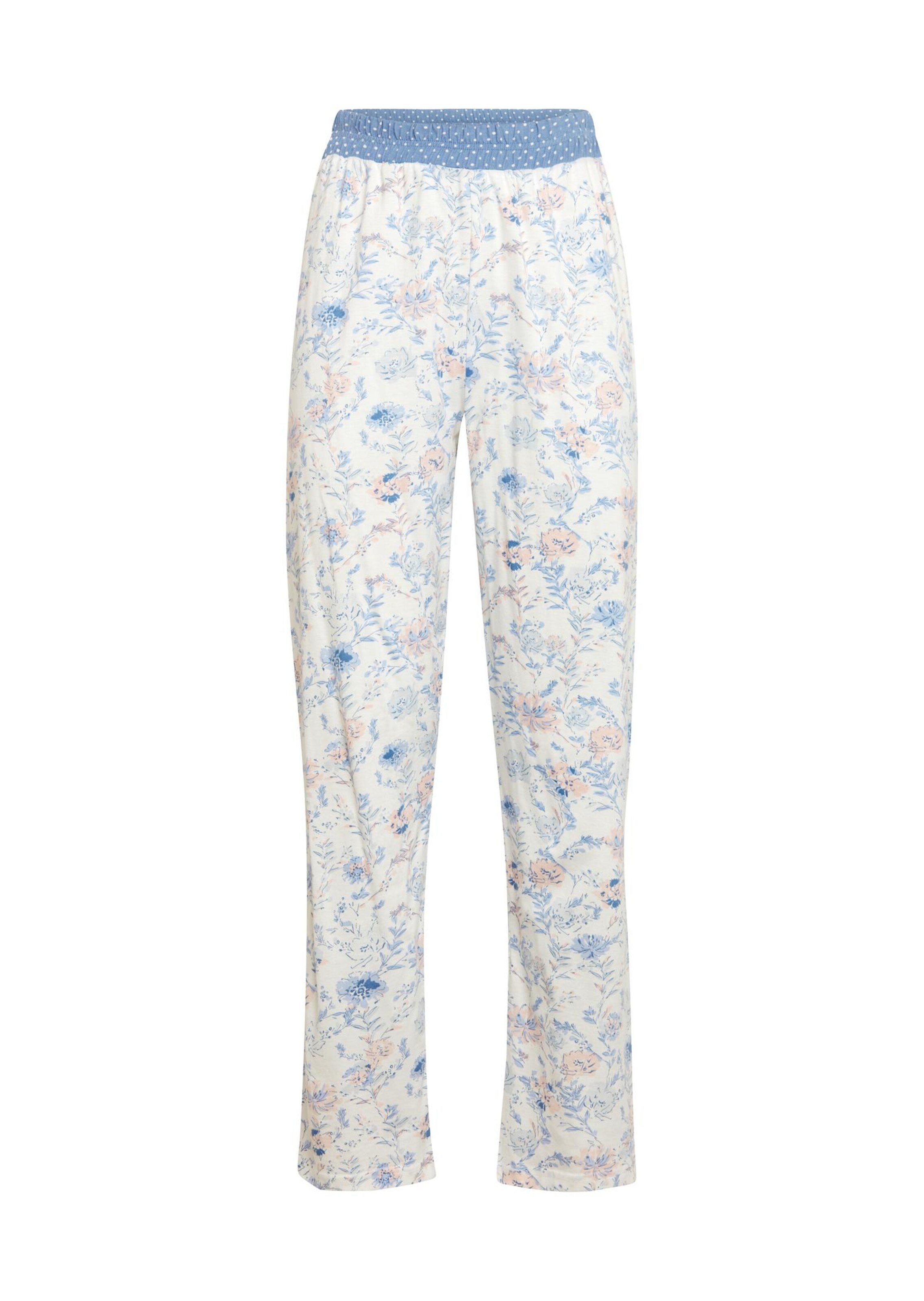 Pantalon de pyjama fleuri en mix matière - bleu clair / rosé / à fleurs - Gr. 42/44 de Goldner Fashi