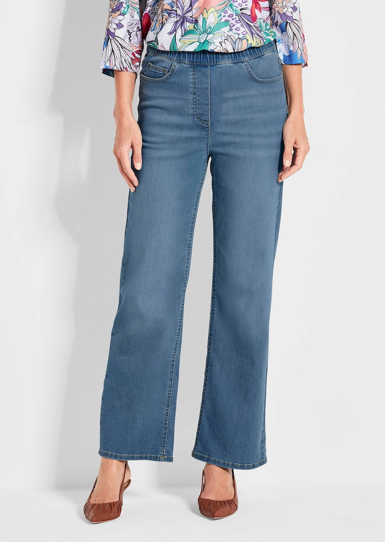 Jeans VERA met elastische tailleband en wijde pijpen