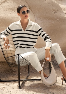 Pull à col polo rayé thumbnail 7