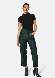 Straight checked trousers in high-waist style thumbnail 2