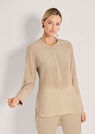 Lange Seidenbluse in kragenloser Form thumbnail 1