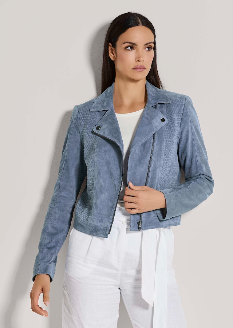 Kurze Bikerjacke aus softem Ziegenvelours