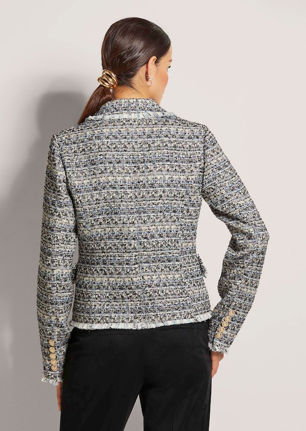 Kurzer Tweed-Blazer mit Fransen 2