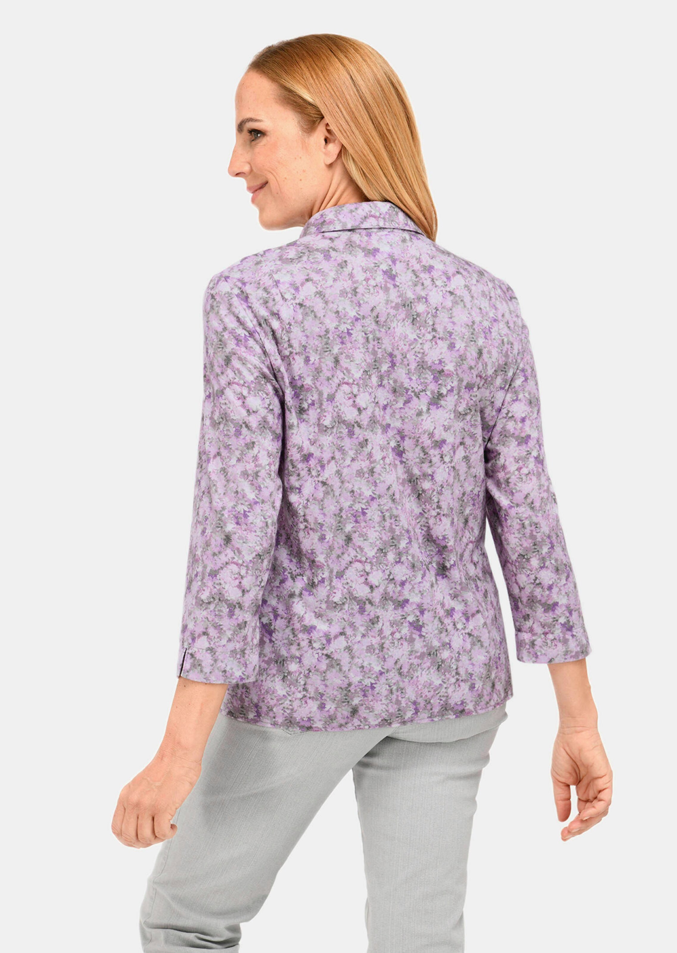 Chemisier en flanelle - mauve / gris / à fleurs - Gr. 26 de Goldner Fashion