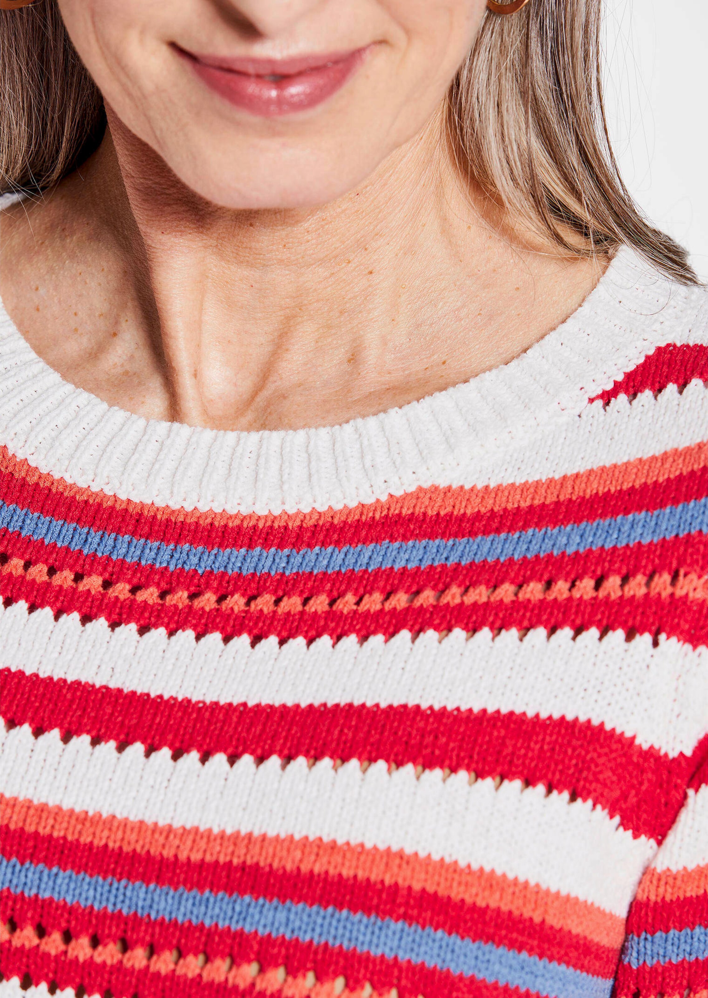 OVS Pull Rayé Avec Finitions Perforées - Pull Coton Confortable Et Stylé Pour Femme