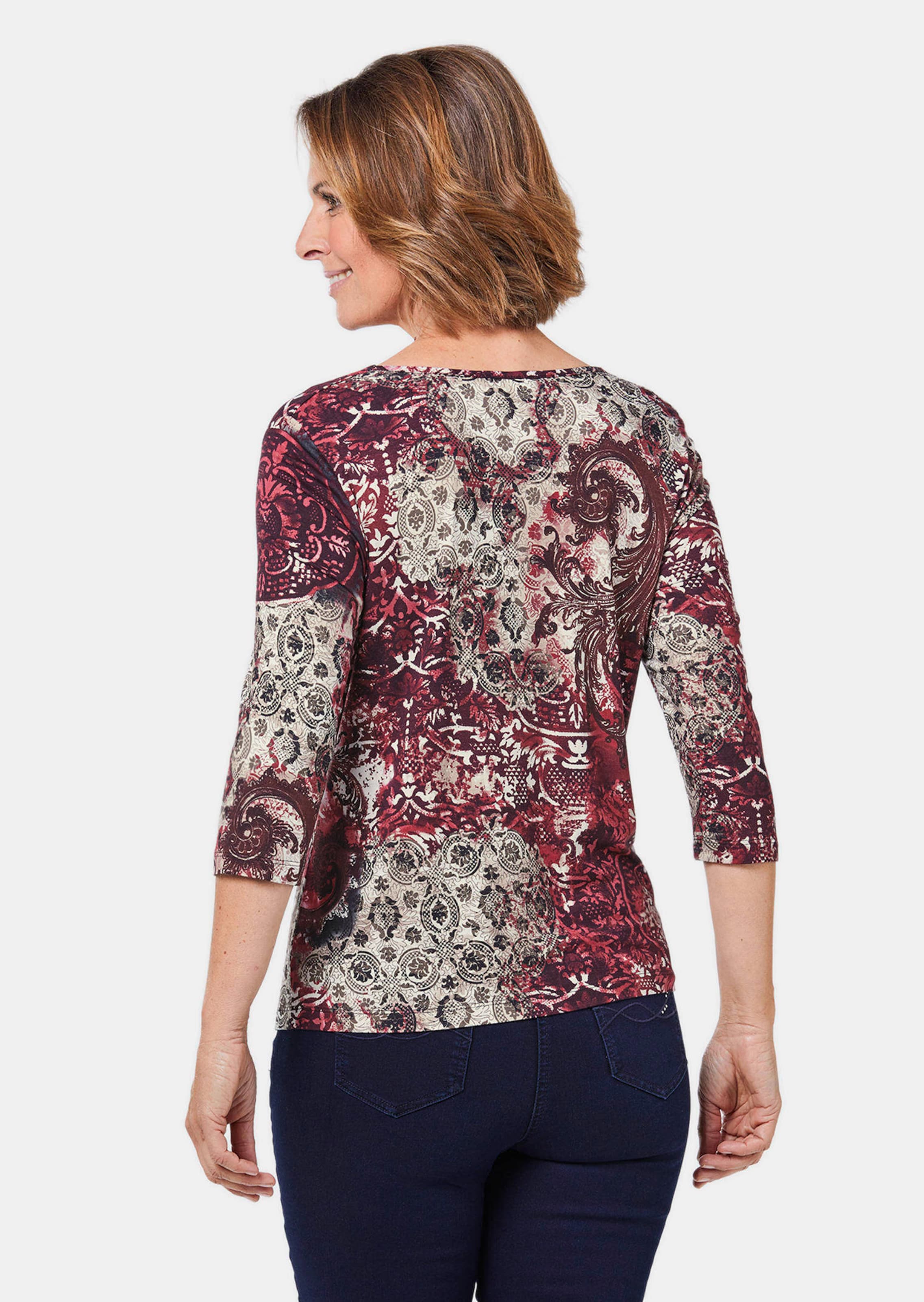 T-shirt imprimé à col bénitier - bordeaux / à motifs - Gr. 42 de Goldner Fashion