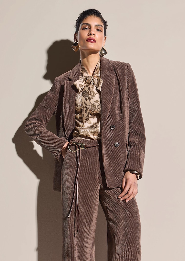 Zweireihiger Blazer in Cord-Optik