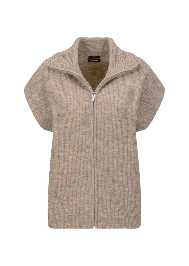 Gilet en tricot avec fermeture zippée.