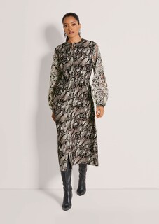 Kleid mit Schlangen-Print und Spitzen-Ärmeln thumbnail 1