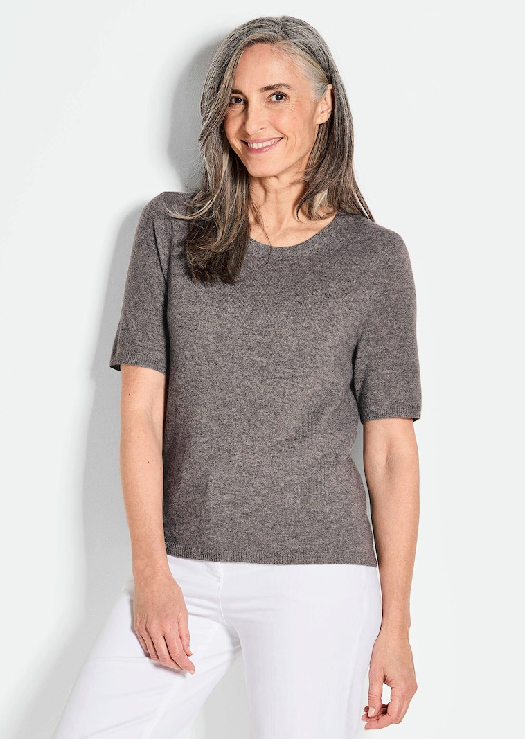 Halbarmpullover mit Rundhals aus Kaschmir