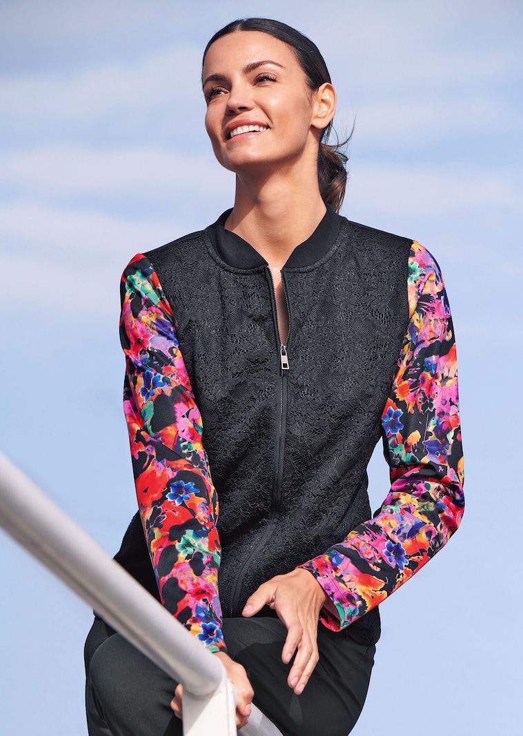 Jacke mit floralen Trend-Ärmeln