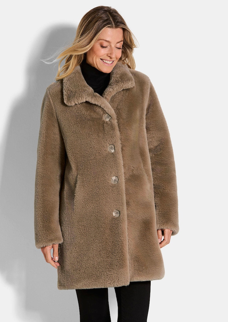 Teddymantel mit Animal-Print-Futter