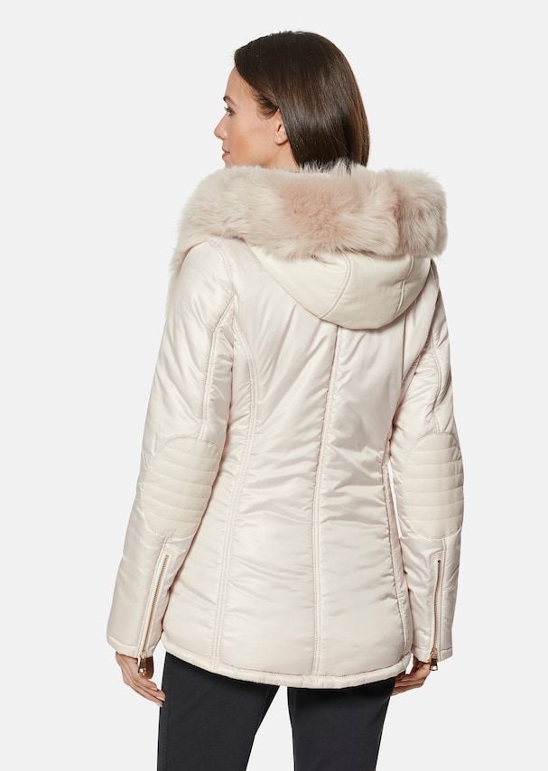 Padded jacket with fur and leather trims 2