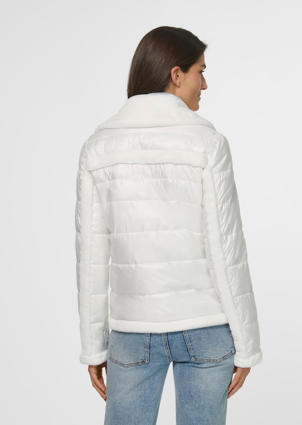 Biker-style quilted jacket with faux fur accents 2
