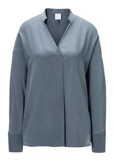 Silk shirt with V-neck and long sleeves thumbnail 1