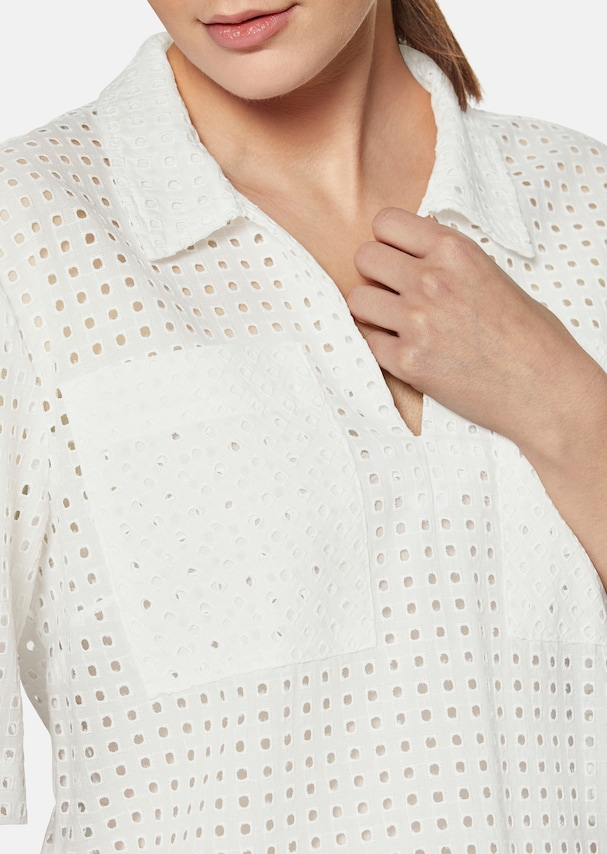 Short-sleeved boxy-style blouse with eyelet embroidery 4
