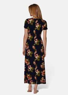 Langes Jerseykleid mit V-Ausschnitt und kurzen Ärmeln thumbnail 3
