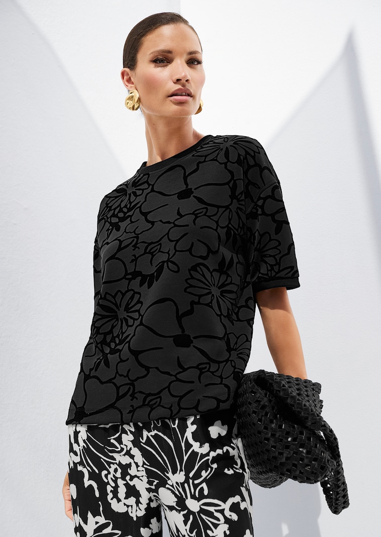 Sweatshirt mit Flockprint