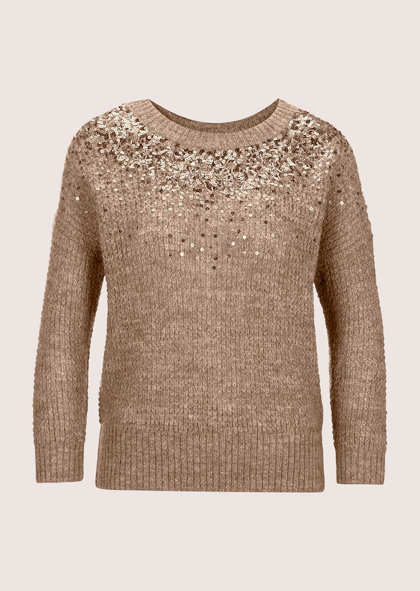 Rundhals-Pullover mit Pailletten und Schmuckperlen 5