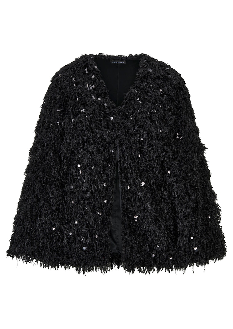 Veste aspect plumes, orné de paillettes