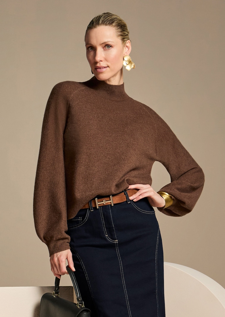 Feinstrickpullover mit Ballonärmeln